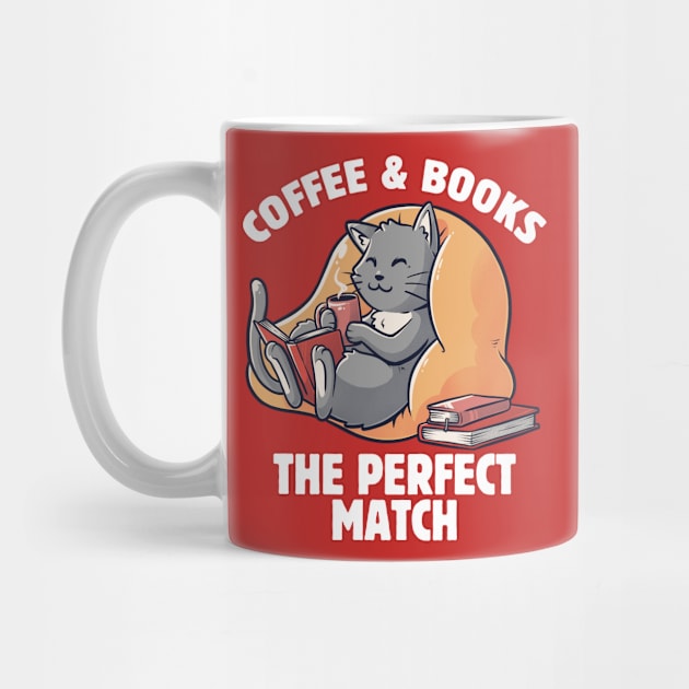 Coffee and Books Cute Funny Cat Gift by eduely